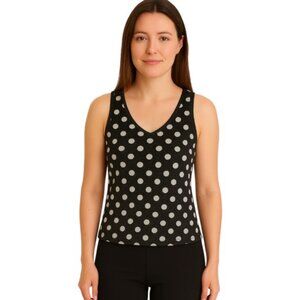 Maeve Small Charcoal Grey White Polka Dot V Neck Knit Tank